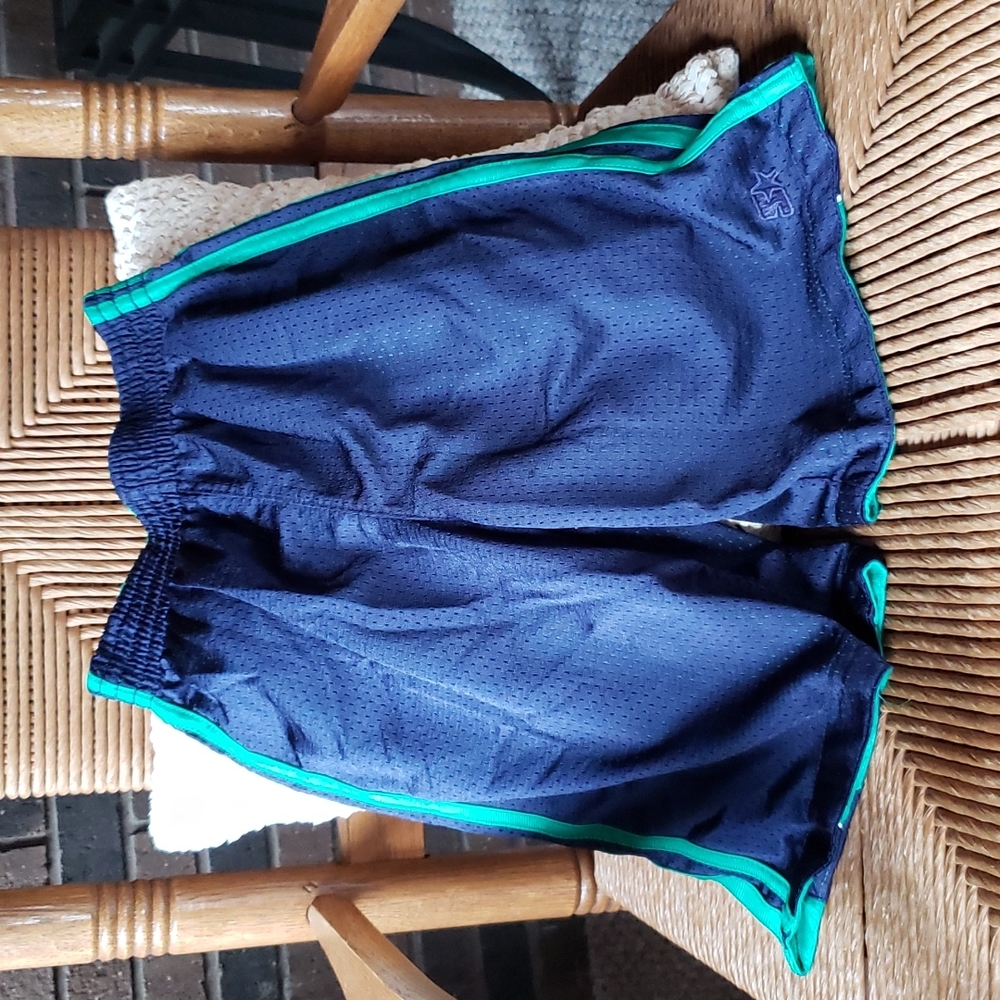 Starter athletic shorts, size S, blue/green